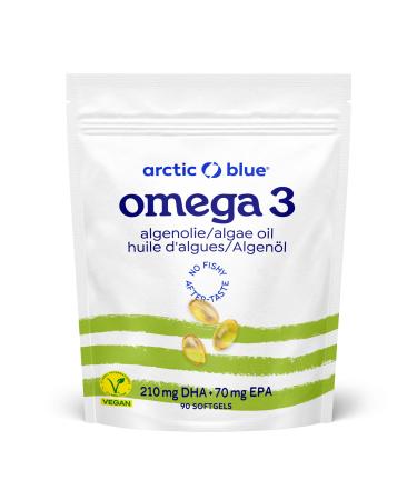 ARCTIC BLUE Premium Algae Oil Capsules with EPA and DHA High Dose & Easy to Swallow 90 Softgel Capsules Vegan Omega 3 in Triglyceride Form Arctic Blue