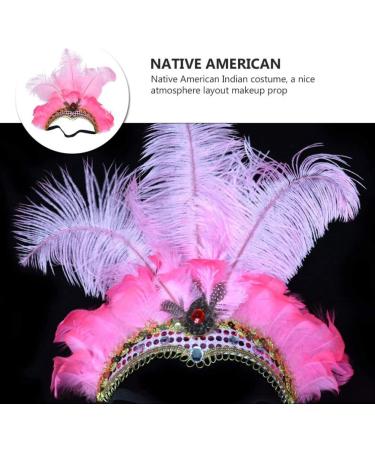 Minkissy Carnival Feather Headpiece Vintage Feather Headband Showgirl Headband Carnival Headband Fascinator Headdress for Masquerade Costume Party Pink - Buy Online on GoSupps.com