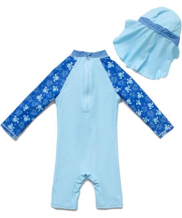 BONVERANO Baby Boy 18M UV Protection Swimsuit Blue Turtle Design | Long-Sleeve 50+ UPF One Piece - Buy Online on GoSupps.com