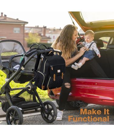Tonyee Baby Diaper Backpack - Large Multifunctional Diaper Bag with Portable Changing Pad & Pacifier Holder for Moms & Dads - Stylish Black - Buy Online on GoSupps.com