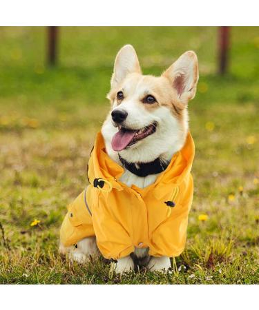 Kuoser Dog Rain Coat | Lightweight Reflective Puppy Poncho for Small Dogs | Yellow Small Dog Rainwear with Hoodie, Leash Hole & Pocket - Buy Online on GoSupps.com