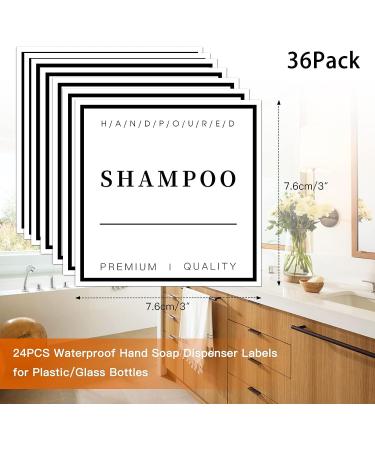 36 PCS Waterproof Bathroom Hand Soap Dispenser Label Stickers - Removable Cleaning Labels for Soap, Lotion, Shampoo and Conditioner (3 x 3 Inch) - Buy Online on GoSupps.com