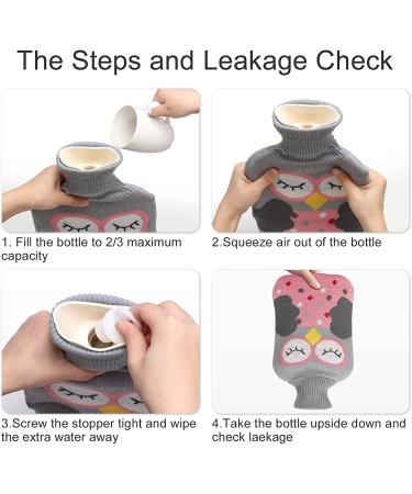OliviaLiving Hot Water Bag Hot Water Bottle 2 Liter Heat Up and Refreezable Hot Cold Pack with Knit Cover for Pain Relief Hot Cold Therapy Cartoon Owl (Pink) - Buy Online on GoSupps.com