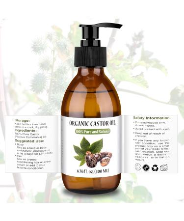 Organic Castor Oil 7 fl oz - Cold Pressed Pure & Hexane Free for Hair Eyelashes & Nails - Support Hair Growth Naturally - Buy Online on GoSupps.com