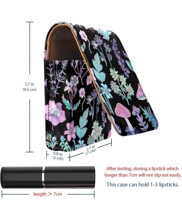 Travel Lipstick Organizer Case - Portable Makeup Bag with Mirror | Fruit Flower Plant Mushroom Design - Buy Online on GoSupps.com