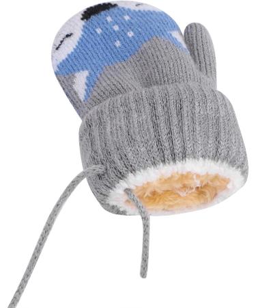 Qchomee Baby Toddler Cute Fox Gloves Winter Knitted Mittens Adjustable String Warm Full Finger Cartoon Gloves Thicken Indoor Outdoor Gloves for Kids Boy Girl 1-3 Years Tie String Before Use Grey - Buy Online on GoSupps.com