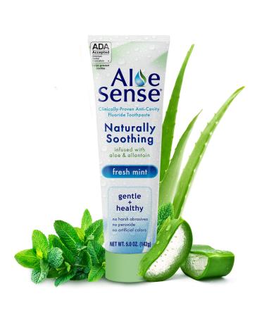 AloeSense Fluoride Toothpaste  Naturally Soothing Toothpaste Sensitive Teeth and Gum Care with Aloe Vera  Allantoin & Fresh Mint Flavor  Gentle & Natural Toothpaste  ADA Approved (5-oz  1 Count) 5 Ounce (Pack of 1)