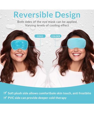 MIVORA Cooling Gel Mask for Puffy Eyes - Hot Cold Therapy for Migraine, Dark Circles, Sinus Pain - Reusable, Light Blue - Buy Online on GoSupps.com
