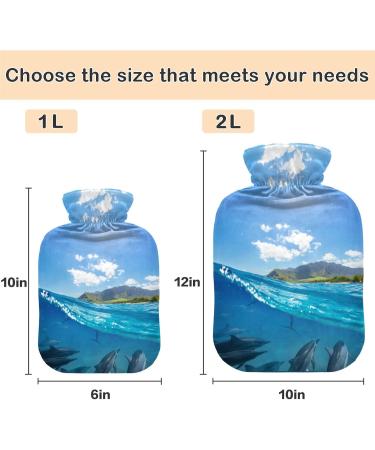 NAANLE Sea Wave Delphin Hot Water Bottle - 1L Transparent Handle for Pain Relief & Cold Therapy - Buy Online on GoSupps.com