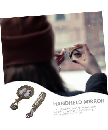 GUIREPTY Portable Decorative Mirror Antique Mirror 1 Set Retro Handheld Mirror Oval Vanity Mirror Personal Vanity Mirrors Retro Makeup Mirror Antique Hair Comb Decorative Mirror Comb Hair - Buy Online on GoSupps.com