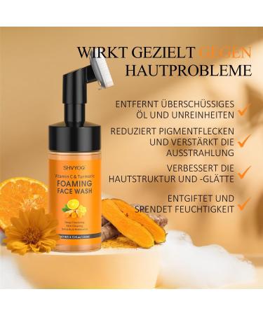  SHVYOG Vitamin C Turmeric facial cleansing foam cleansing foam for a radiant complexion reduces fine lines and wrinkles peeling facial cleansing Turmeric facial cleanser against dark spots - Buy Online on GoSupps.com