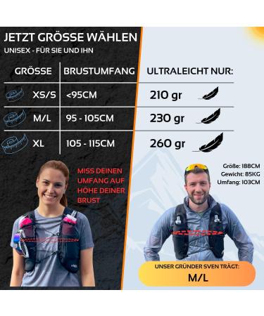 Zeitgeist Outdoor Running Vest for Men & Women - Ultra-Lightweight 4L Backpack | Breathable & Optimal Fit for Trail Running & Cycling | Black M-L - Buy Online on GoSupps.com