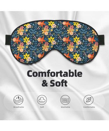 Buy Blue Floral Print Sleep Eye Mask - Soft Blindfold with Elastic Strap for Travel & Night Sleep - Buy Online on GoSupps.com