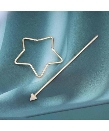 Dervivea Minimalist Star Hair Sticks Pins Gold Hair Bun Star Holder Hair Fork Clip Hollow Hair Bun Stick Metal Geometry Hairpins Bun Accessories for Women and Girl Headdress - Buy Online on GoSupps.com