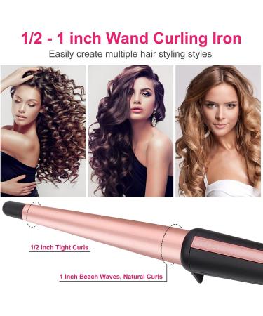 Rose Gold Tapered Curling Wand 13-25MM - Professional Ceramic Hair Curler with Heat-Resistant Glove - Buy Online on GoSupps.com
