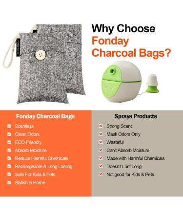 10 Packs Fonday Bamboo Charcoal Deodorizer Bags (100g) + 4 Packs Fridge Deodorizer - Odor Eliminator & Air Purifier for Gym Shoes Car Pets & Closets - 14 Pack Bundle - Buy Online on GoSupps.com