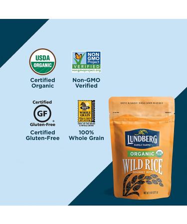Organic Wild Rice - Lundberg Family Farms | Non-GMO, Gluten-Free, Vegan, 6-Pack (8 oz) | Nutty Flavor & Firm Texture - Buy Online on GoSupps.com