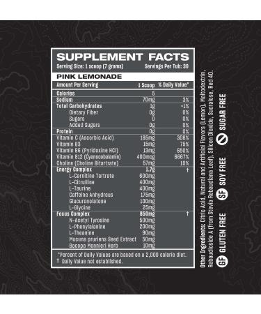 Rogue Energy Drink Powder - Sugar & Gluten Free Gaming Supplement for Focus - Pink Lemonade 30 Servings - Boost Your Energy for Long Hours - Buy Online on GoSupps.com