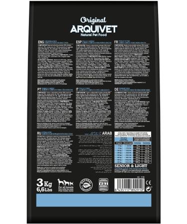 ARQUIVET Original - Senior & Light - Chicken and Rice - 3 kg - Consider for older adult dogs - chicken and rice - Dog food - Dry dog food - Canine food - Buy Online on GoSupps.com