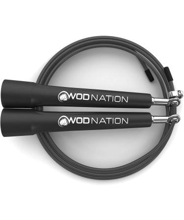 WOD Nation Speed Jump Rope - Adjustable for Boxing, MMA, Martial Arts & Fitness - Blazing Fast Endurance Workout for Men, Women & Kids - Black - Buy Online on GoSupps.com