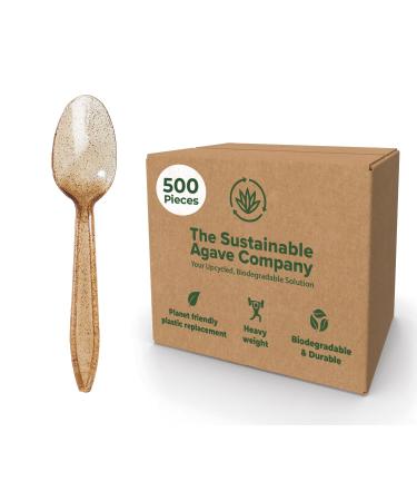 Sustainable Agave Co - Agave Fiber Spoons - Plastic-Free Biodegradable Compostable Plant-Based - Brown Bulk - 500 Count