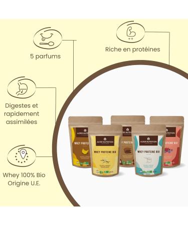 ALTER NUTRITION - Whey Organic Protein - Vanilla - Mass Gain - Recovery - BCAA - Organic Cow Milk - No Added Sugars - Made in France - 19g Protein Per Scoop - Bag of 1kg - Buy Online on GoSupps.com