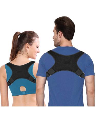 DERJLY Posture Corrector for Men and Women with Adjustable Upper Back Support  Comfortable Back Straightener Supports Back and Shoulders  Improves Posture and Relieves Pain(Black)