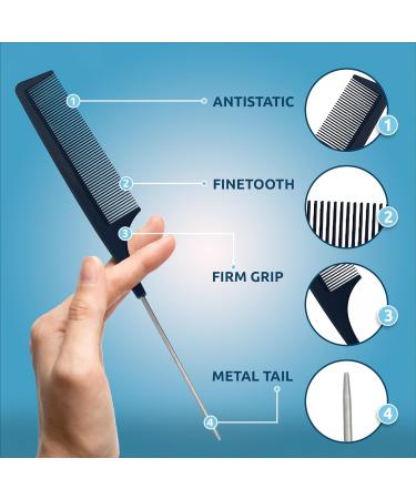 Stoutips Pack of 12 Hair Sectioning Clips for Girls and Women with 1 PCS Antistatic Tail Comb Professional Hairdresser Clips for Salon Styling & Care Hair Dying Accessories Black - Buy Online on GoSupps.com