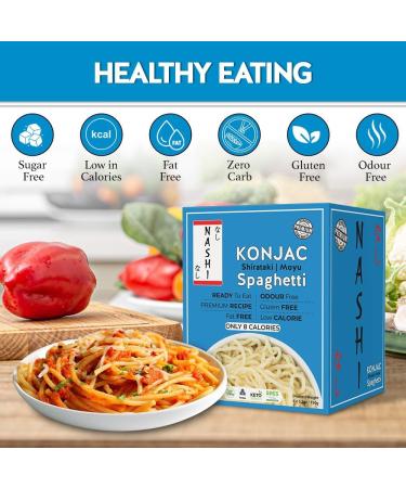 Nashi Shirataki Konjac Moyu Spaghetti - Vegan Keto Friendly Glucomannan Recipe | Odour Free, Fat Free & Low Calorie Diet | Ready to Eat (8 190g) - Buy Online on GoSupps.com
