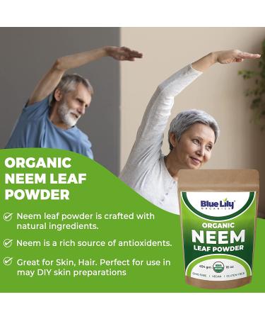 Organic Neem Leaf Powder 16 oz - USDA Certified, 100% Pure for Skin & Hair Care | Immune Support, All Hair & Skin Types - Blue Lily Neem Powder 1lb - Buy Online on GoSupps.com