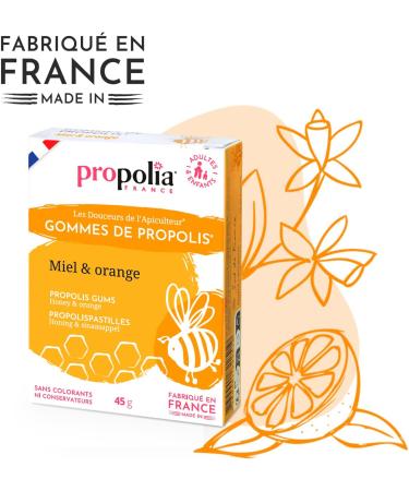 PROPOLIA - Propolis gum Honey & Orange - Soothes throat and freshens breath - Dietary supplement - 100% natural - Made in France - 45 g - Buy Online on GoSupps.com
