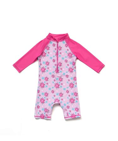 Bonverano Baby Girls UPF 50+ UV Protection One Pieces Sunsuit with Sun Cap(Pink 18-24Months) 18 Months Flowers Pink