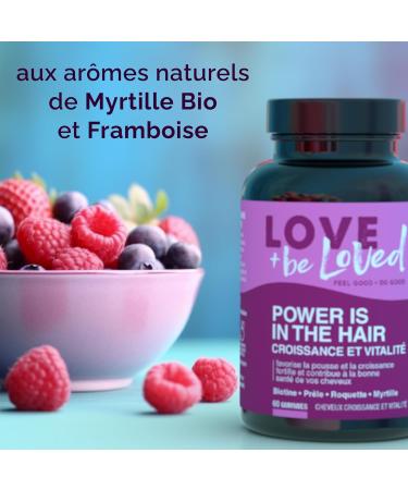 Love and be Loved | Hair Growth Gummies "Power is in the Hair" | 60 Gums | Cure 1 Month | Food Supplement based on Biotin Horsetail Rocket Blueberry Zinc | Made in France - Buy Online on GoSupps.com