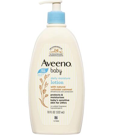 Aveeno Baby Daily Moisture Moisturizing Lotion for Delicate Skin with Natural Colloidal Oatmeal & Dimethicone Hypoallergenic Fragrance- Phthalate- & Paraben-Free 18 fl. oz (Package may vary)