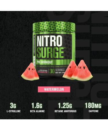 NITROSURGE Pre Workout Supplement - Endless Energy, Instant Strength Gains, Clear Focus, Intense Pumps - 30 Servings Watermelon - Buy Online on GoSupps.com