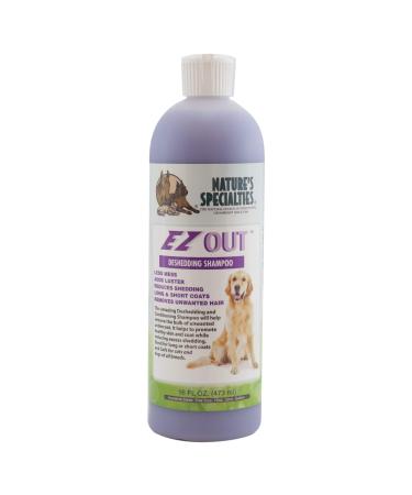 Nature's Specialties EZ Out Deshedding Shampoo for Dogs Cats, Non-Toxic Biodegradeable, 2oz 16oz