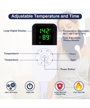 ALDIOUS Hands-Free Electric Heated Neck Wrap for Pain Relief with 10-90 min Timer & 86-158 F Setting - Fast-Heating Thermal Dry Heat Therapy for Neck Pain - 8 x 29in Navy Blue - Buy Online on GoSupps.com