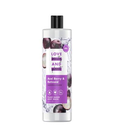 Love Beauty And Planet Plant-Based Body Wash Smooth and Renew Skin Acai Berry & Retinoid Made with Plant-Based Cleansers and Skin Care Ingredients  100% Biodegradable 20 fl oz