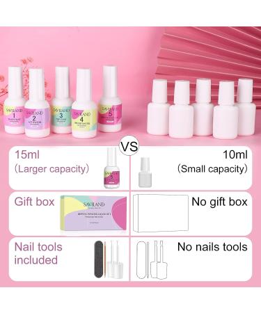 Saviland Dip Powder Liquid Set - 5PCS 15ml Matte/Glossy Base Top Coat Activator Brush Saver for Nail Kit - No Curing Needed, Ideal for Salon & Beginners - Buy Online on GoSupps.com