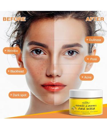 Organic Vitamin C and Turmeric Face Scrub Cream with Strawberry Extract - Brightening Exfoliator for Clearer Skin - Buy Online on GoSupps.com