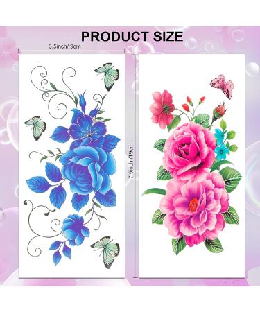 Flower Temporary Tattoos for Women - 14 Sheets Waterproof Body Art Stickers by Konsait - Buy Online on GoSupps.com