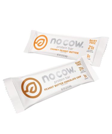 No Cow Protein Bars, Peanut Butter Lovers Pack, 20g Plant Based Vegan Protein, Keto Friendly, Low Sugar, Low Carb, Low Calorie, Gluten Free, Naturally Sweetened, Dairy Free, Non GMO, Kosher, 12 Pack