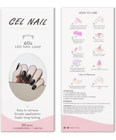 Black Gel Nail Strips KALEFUL Semi Cured Gel Nail Stickers Nail Art Decoration Design Supplies - Buy Online on GoSupps.com
