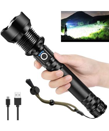 OMALIGHT Rechargeable 150000 High Lumens LED Flashlights, XHP90.2 Tactical Flashlight with Zoomable & 5 Modes & IPX7 Waterproof Military Grade Super Bright Flashlights for Emergencies, Camping