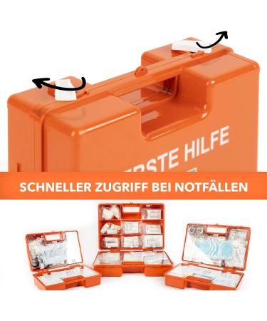 Karat Middle First Aid Box - DIN 13169 Complete Set for Home & Office | Emergency Kit for Up to 100 Employees | Includes Wall Bracket (32x22x13 cm) - Buy Online on GoSupps.com