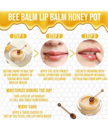 Bee Balm Lip Balm Honey Pot - Hydrating Moisturizing Lip Mask for Dry and Cracked Lips - Buy Online on GoSupps.com