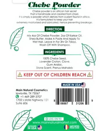 Buy Main Cosmetics Chebe Powder for Long Hair Growth - Organic Dye-Free African Ingredients for Men & Women (20g - Buy Online on GoSupps.com