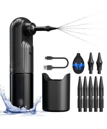 Ear Wax Removal - Electric Ear Irrigation Cleaning Kit - Water Powered Ear Cleaner with 4 Pressure Modes - Safe and Effective Ear Cleaning Tool - 12 Ear Tips Water Resistan Black