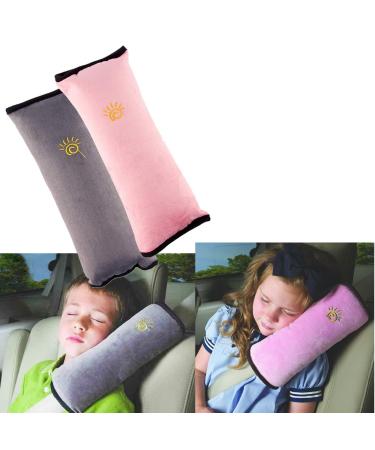 2 pieces of belt cushion sleeping pillows neck support for children car seat belt car seat pillow belt Pillow shoulder protection (gray & pink) - Buy Online on GoSupps.com