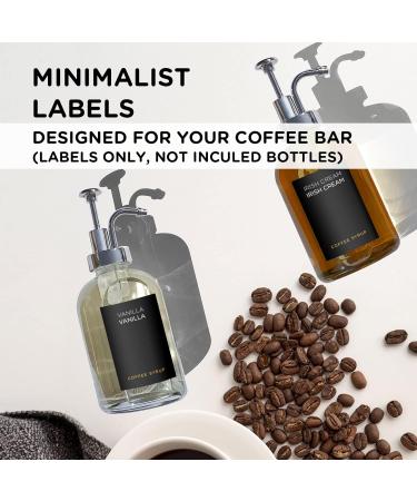 Joyfulmap Coffee Syrup Labels for Caramel Vanilla Mocha Classic Bottles Minimalist bar Espresso Bean Chocolate Mint Pre-Printed Stickers Flushable Waterproof and Oil-Proof(Black) - Buy Online on GoSupps.com